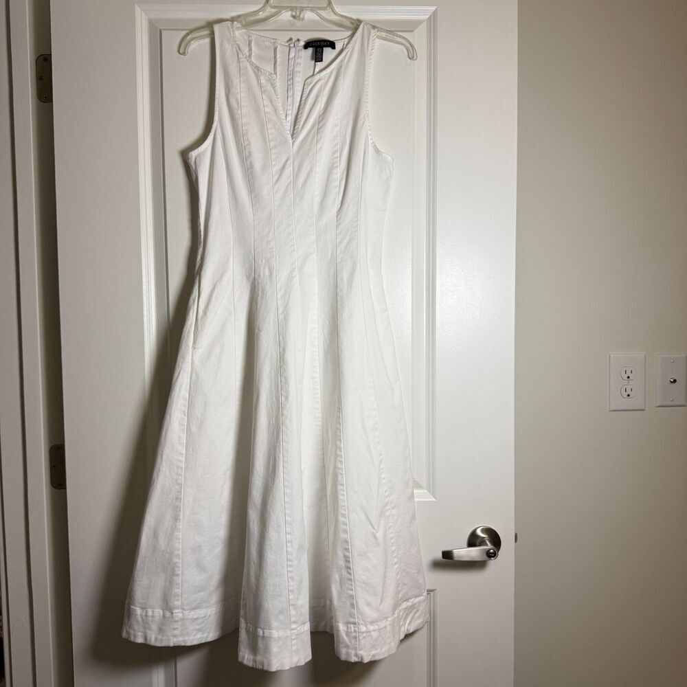 Ellen Tracy White Denim Fit and Flare Dress Size 6 Sleeveless